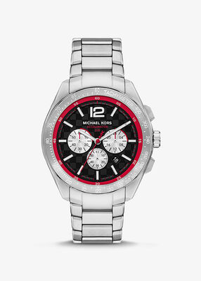 michael kors oversized accelerator 2 0 silver tone watch