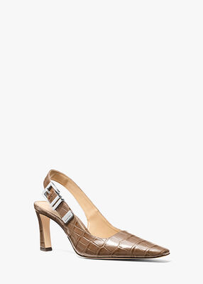 michael kors darrington crocodile embossed leather slingback pump