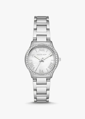 michael kors mini sage pav silver tone watch