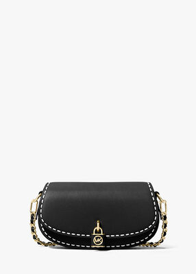 Mila Small Topstitched Leather Shoulder Bag