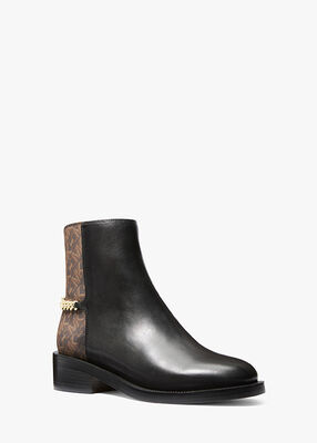 michael kors carlisle leather and empire monogram ankle boot