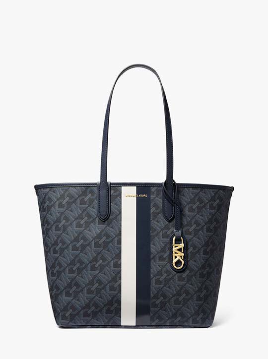 Eliza Large Empire Signature Logo Stripe Tote Bag