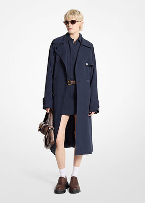 michael kors textured crepe belted trench coat