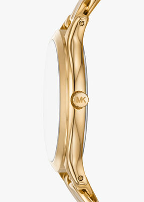 michael kors slim runway gold tone curb link watch