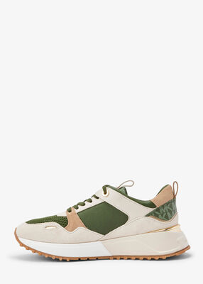 michael kors theo suede and mesh trainer