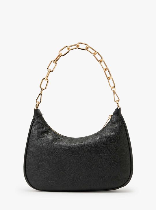 Cora Large Logo Embossed Leather Shoulder Bag