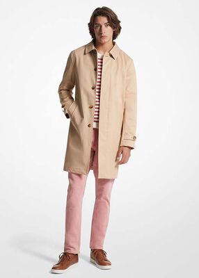 Cotton Blend Balmacaan Coat