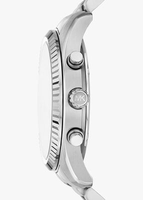 michael kors oversized lexington silver tone watch