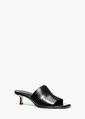 Lara Crackled Leather Kitten Sandal