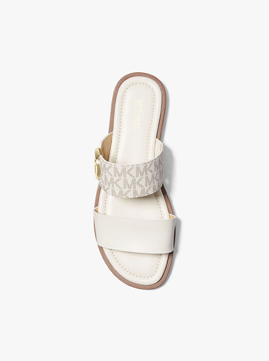 Vera Leather and Signature Logo Slide Sandal