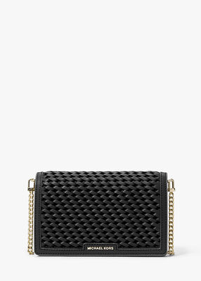 Jet Set Medium Woven Leather Crossbody Bag